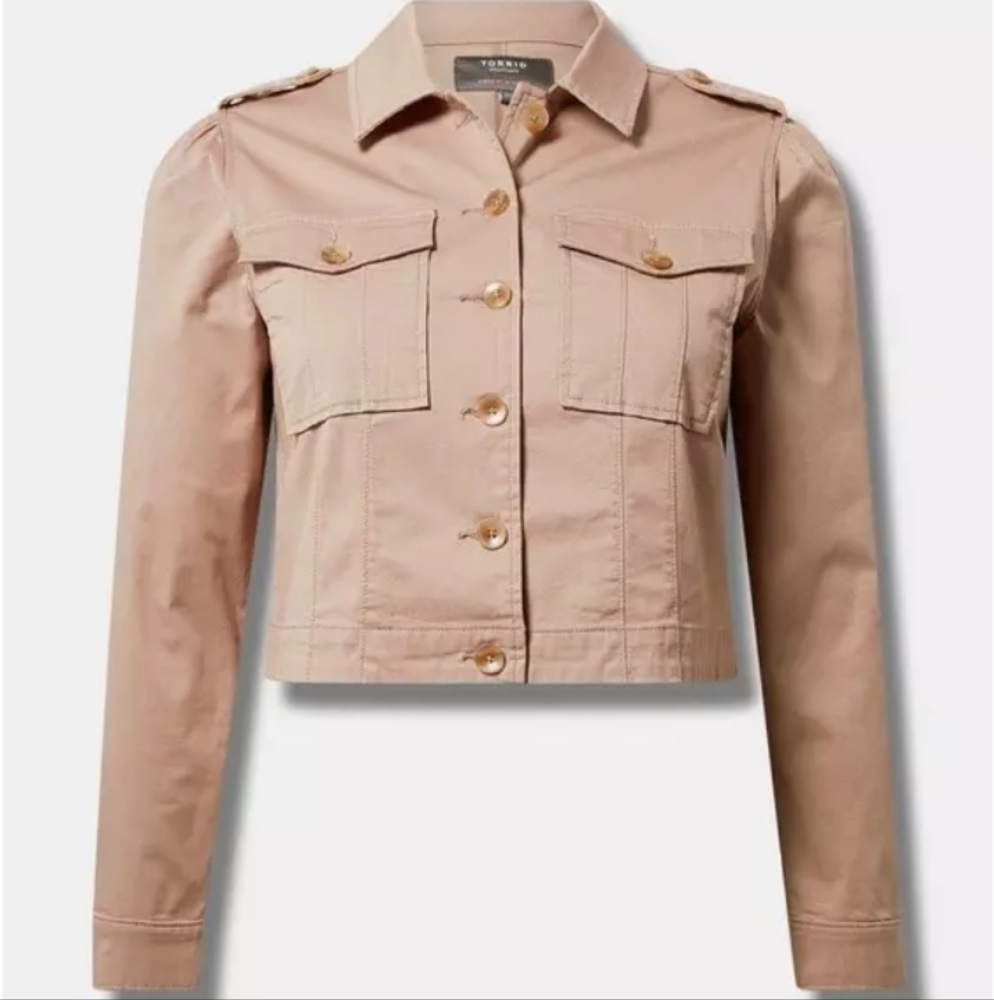 Torrid Cotton Cropped Jacket Chest Pockets size 18-20 - Picture 3 of 17